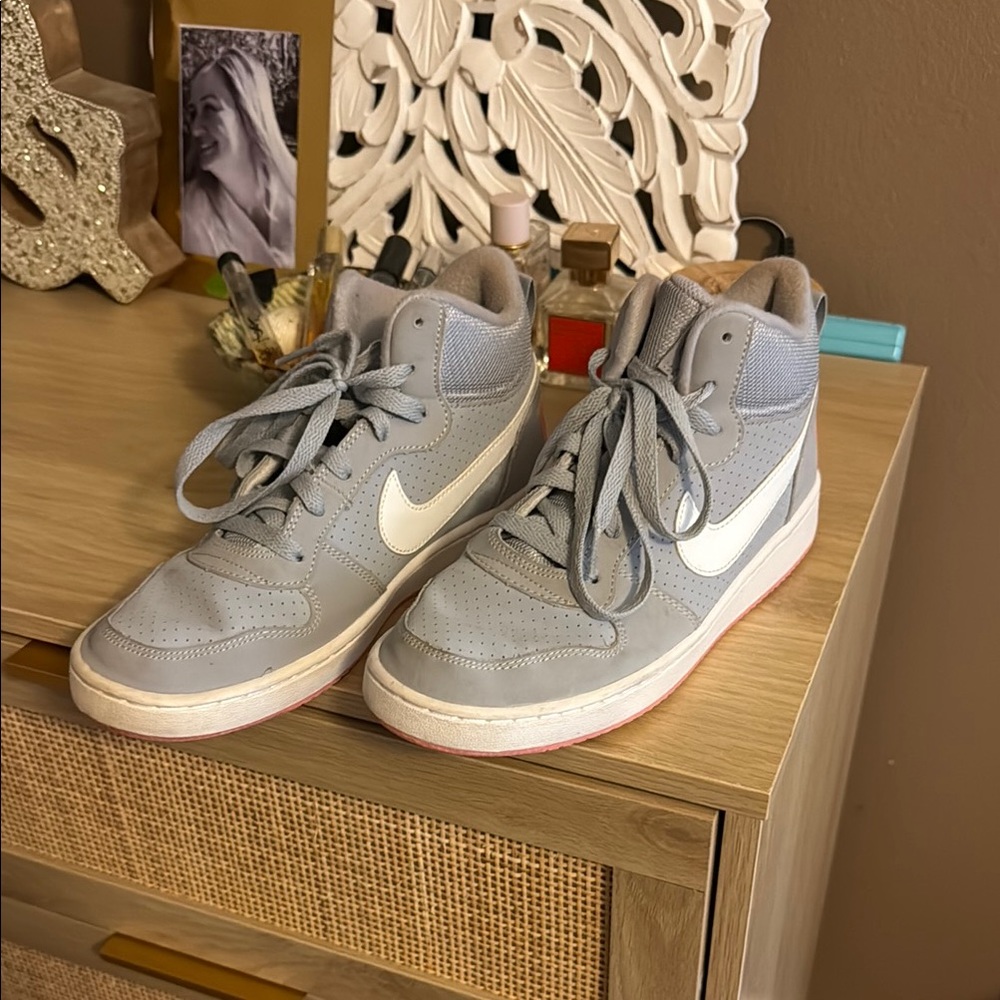 Nike Light Gray High-Tops with White Swoosh